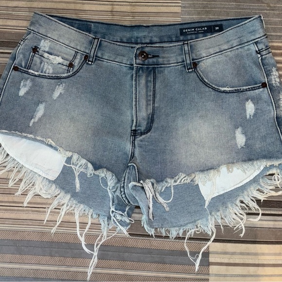 Denim Colab Saltwater Song distressed denim shorts - Picture 1 of 7
